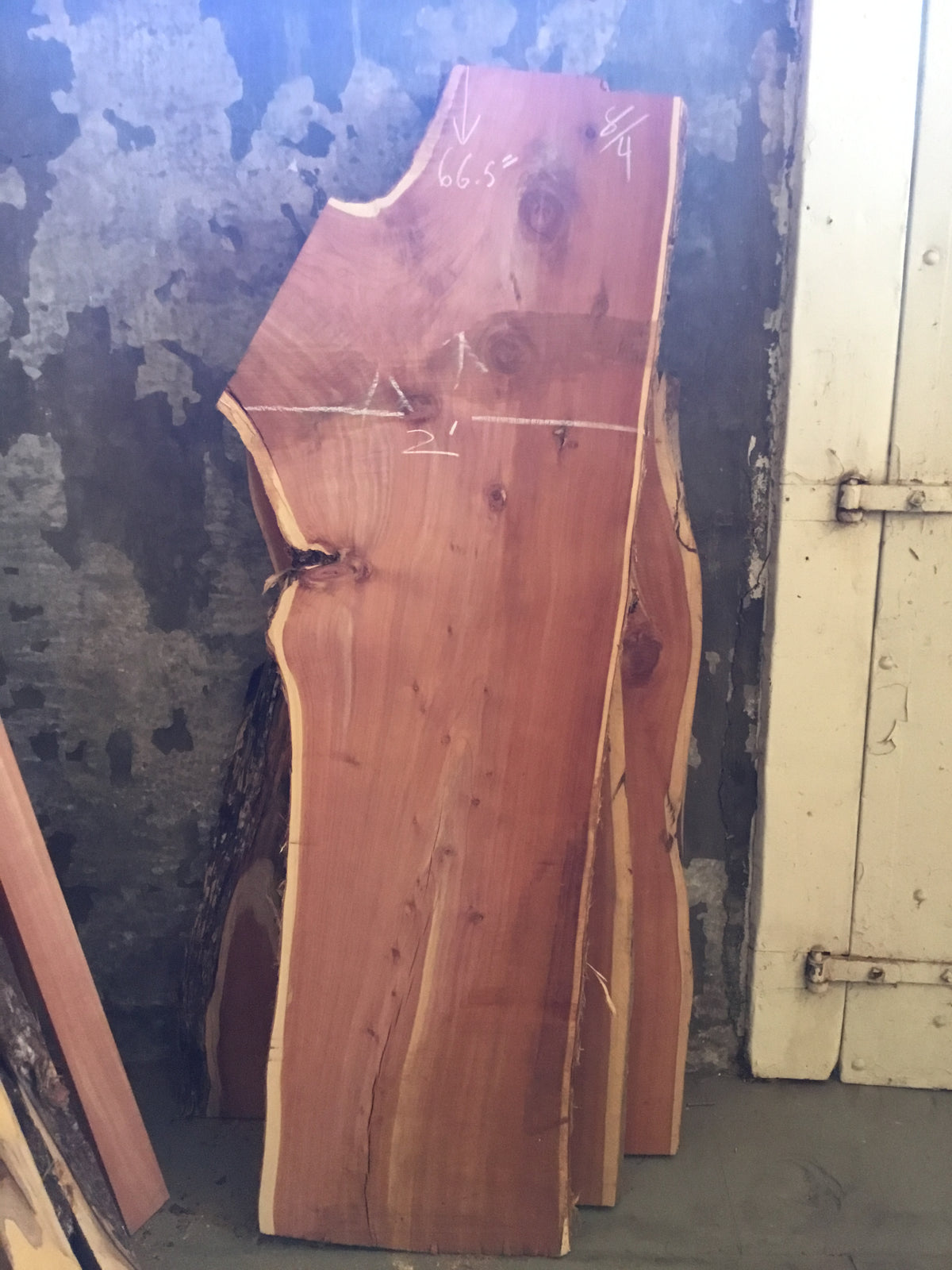 Bermuda cedar slab 66.5”x24”x2”