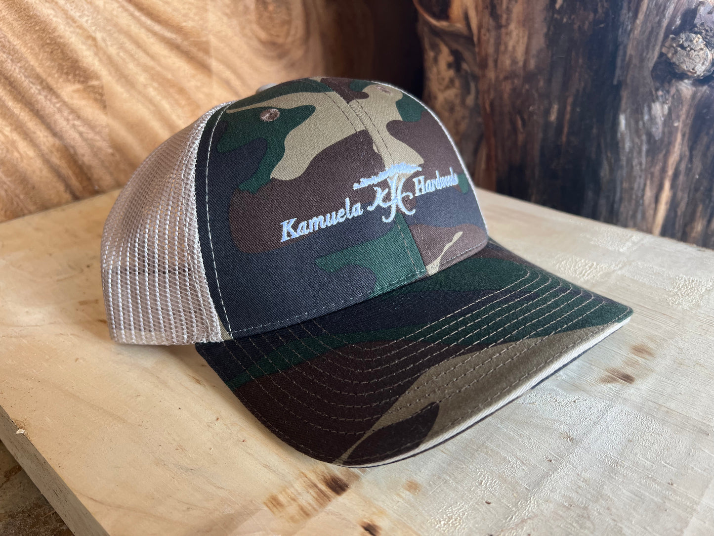 Camo Trucker Hat (White logo)