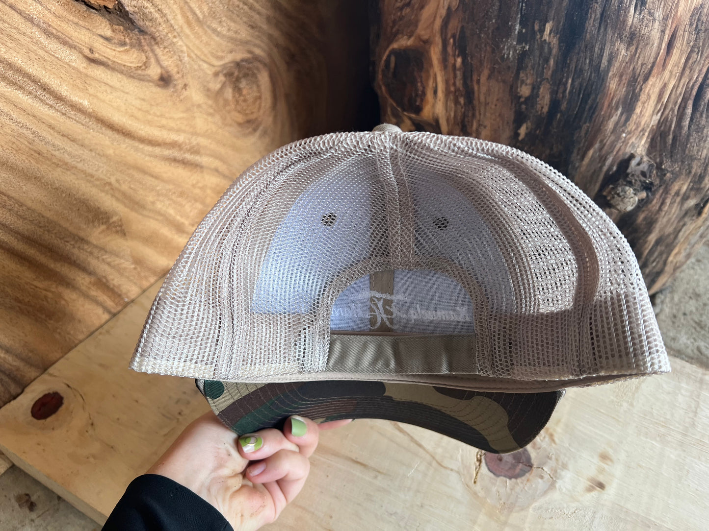 Camo Trucker Hat (White logo)