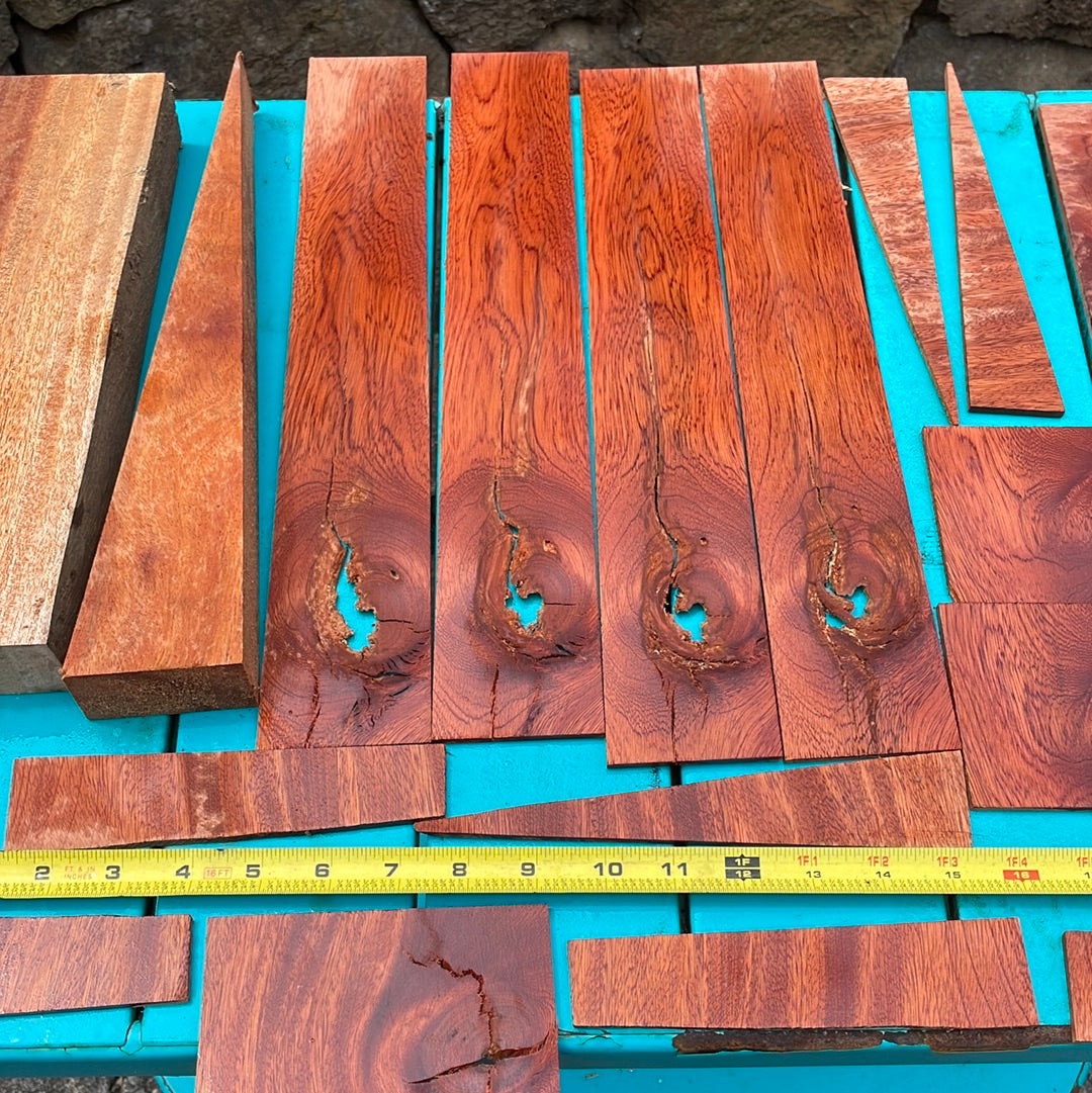 Kamani Wood 25 piece lot for laser, wood burning, jewelry, hobby wood