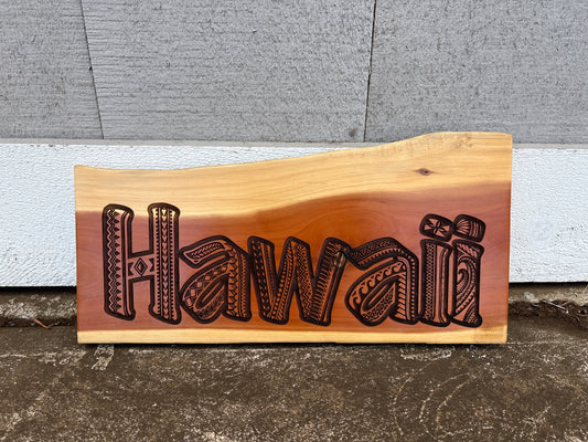 “HAWAII” on Bermuda Cedar Wall Art (A)