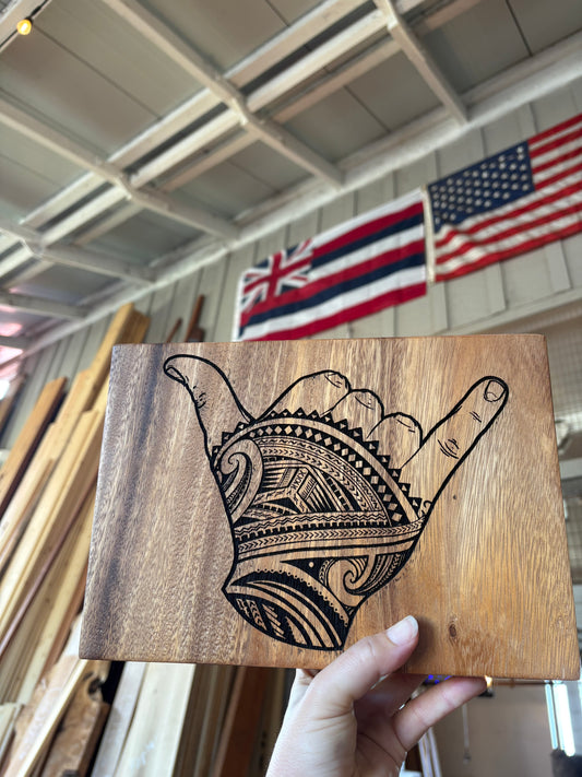 Monkeypod Shaka - Engraved Art Piece