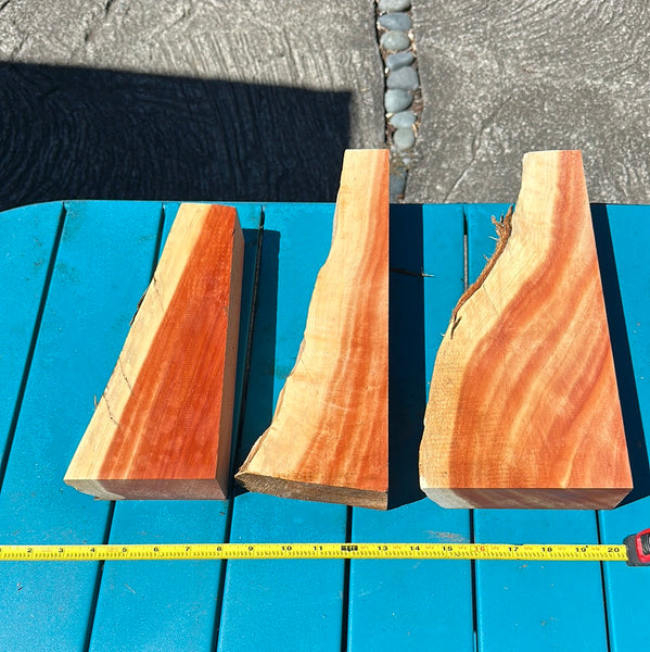 Aromatic Bermuda Cedar Live Edge wood for hobby/craft 3@10-13”x1.5-6”x2”