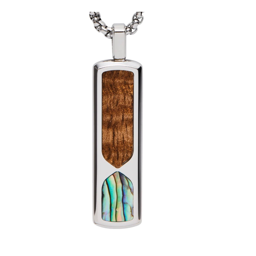 Eternity koa and Abalone pendant in Silver