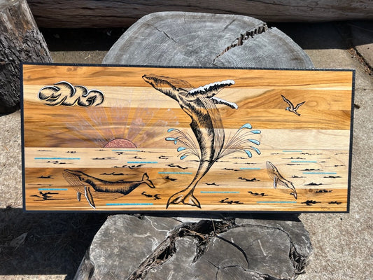 “Breaching” Acrylic on Teak (CG: Matt Cardinall)