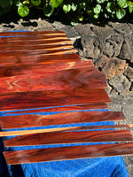 45 pieces of reclaimed Milo wood 4mm thin 9-24” long by 1/2-5.5” wide