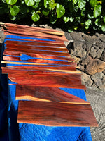 45 pieces of reclaimed Milo wood 4mm thin 9-24” long by 1/2-5.5” wide