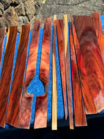 45 pieces of reclaimed Milo wood 4mm thin 9-24” long by 1/2-5.5” wide