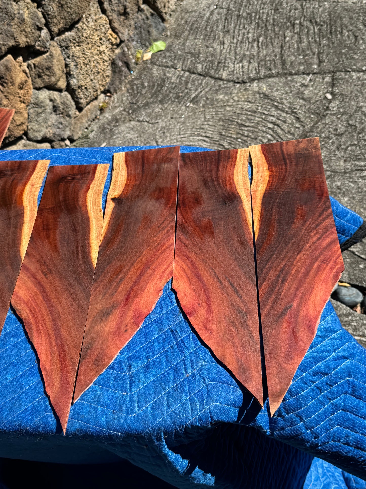 45 pieces of reclaimed Milo wood 4mm thin 9-24” long by 1/2-5.5” wide