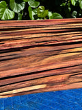 45 pieces of reclaimed Milo wood 4mm thin 9-24” long by 1/2-5.5” wide