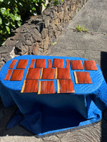 18 pieces of reclaimed Milo wood 4mm thin by 5” long by 1.5-5” wide