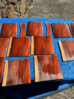 18 pieces of reclaimed Milo wood 4mm thin by 5” long by 1.5-5” wide