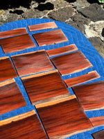 18 pieces of reclaimed Milo wood 4mm thin by 5” long by 1.5-5” wide
