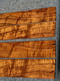 Premium Curly Koa 4 pieces 19”x3 1/4”x4mm Tenor Ukulele Sides