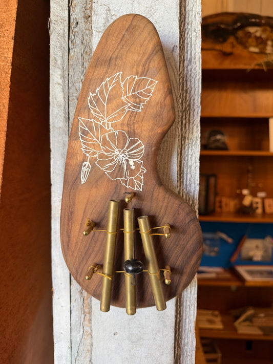Aloha Door Chime - 3 chimes, koa, hibiscus made by Mike Smaltz (CG)