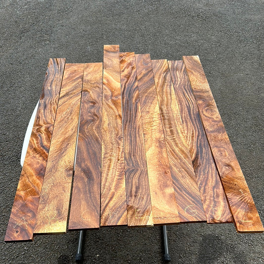 Curly Monkeypod Guitar Fret Board Blanks (36-44” x 3” x 9-14mm)