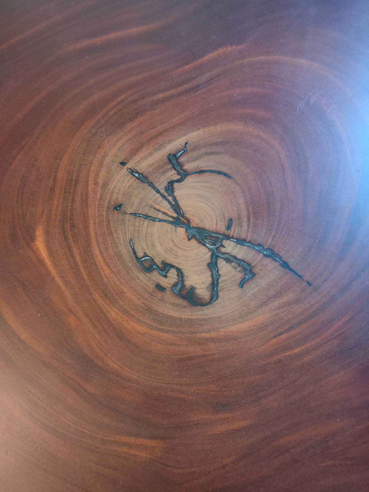 African Mahogany Round Coffee Table with custom base