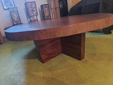 African Mahogany Round Coffee Table with custom base