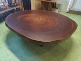 African Mahogany Round Coffee Table with custom base