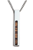 Koa "Strength" Wood Bar Pendant, Stainless