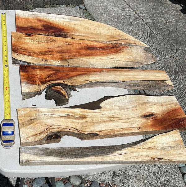 Live Edge Figured Koa boards 5@20-23”x2-6”x1”