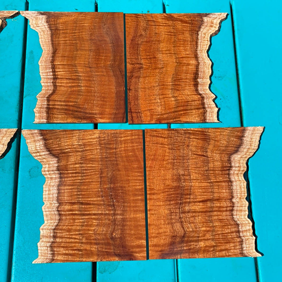 Curly Koa Instrument Head Plate 6.5”x4”x4mm Live Edge