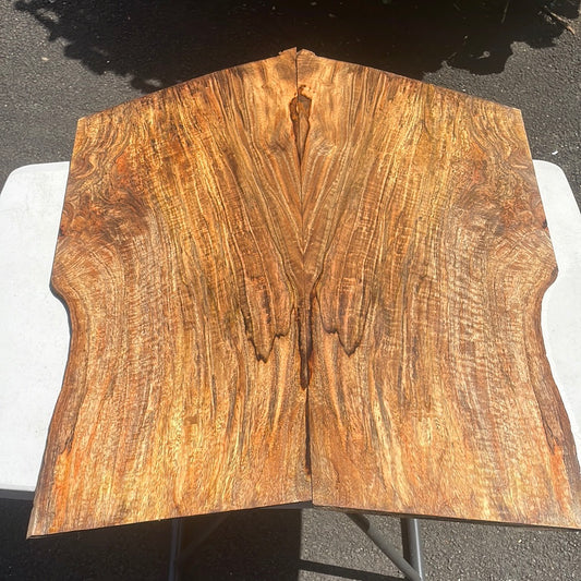 Curly Spalted Curly Mango Electric Guitar Drop Top 2@22-27”x10–113/4”x10mm