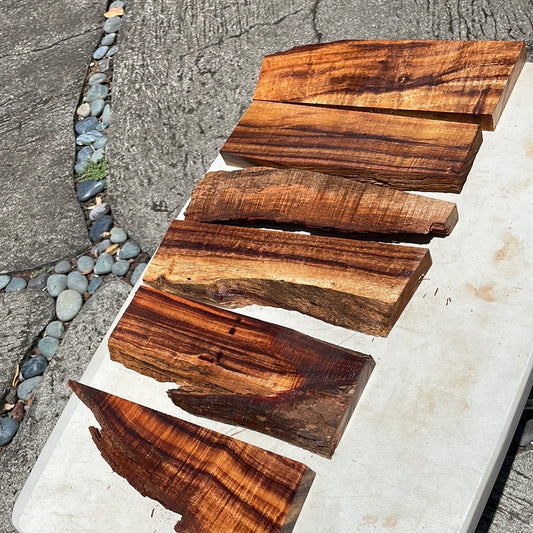 Reclaimed Curly Koa Knife Scales 6@9-13”x2-4 3/4”x1”