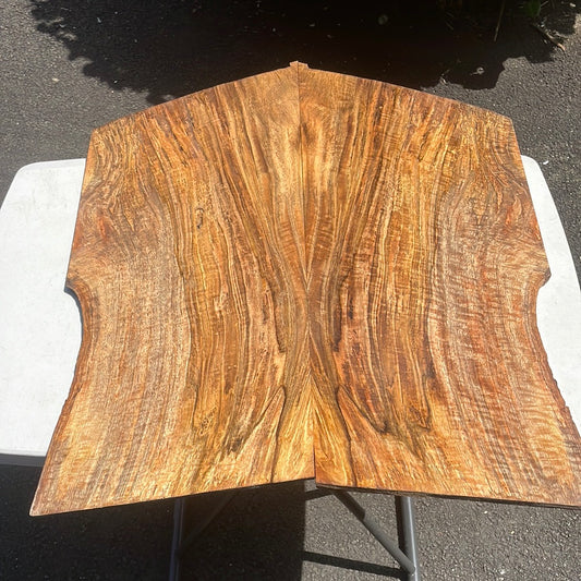 Curly Spalted Curly Mango Electric Guitar Drop Top 2@23-27”x10–12”x10mm